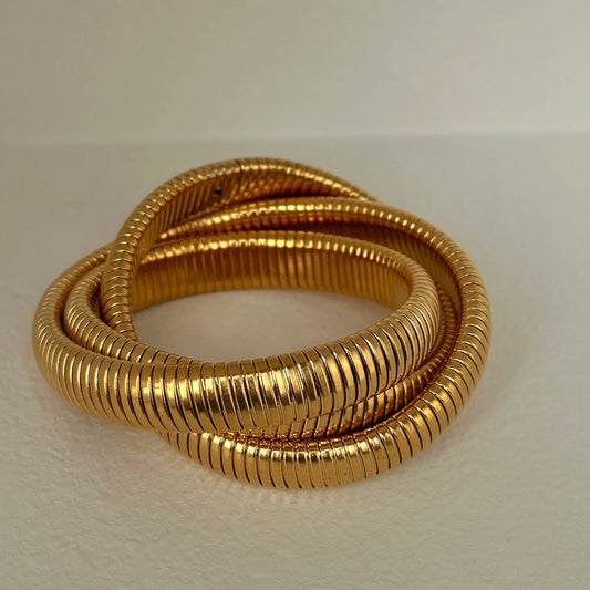 Authentic Nanni – Élan Vintage Elastic Bangle | 18K Gold Plated Titanium Steel