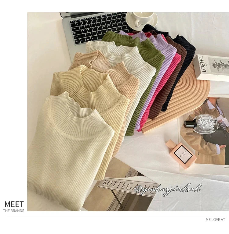 Fine Knit Mock Neck Jumper