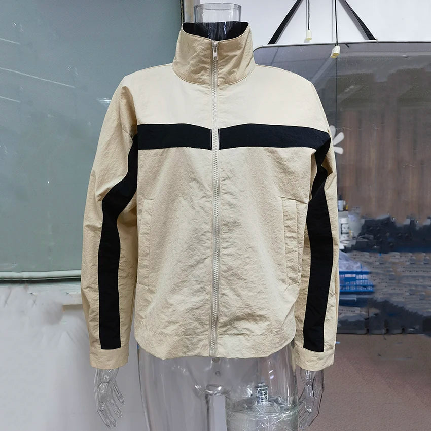 Contrast Stand-Collar Jacket