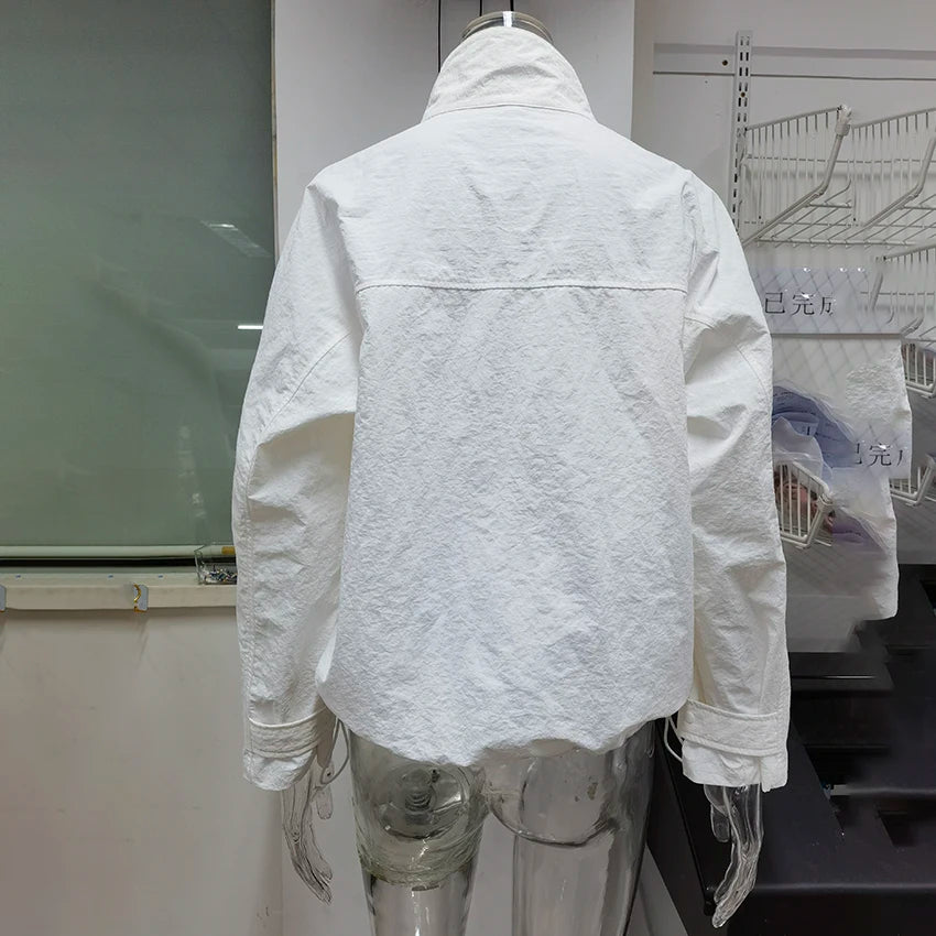 Red Funnel-Neck Zip Jacket