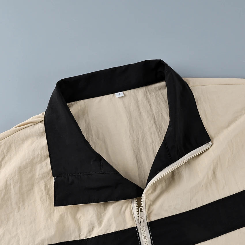Contrast Stand-Collar Jacket
