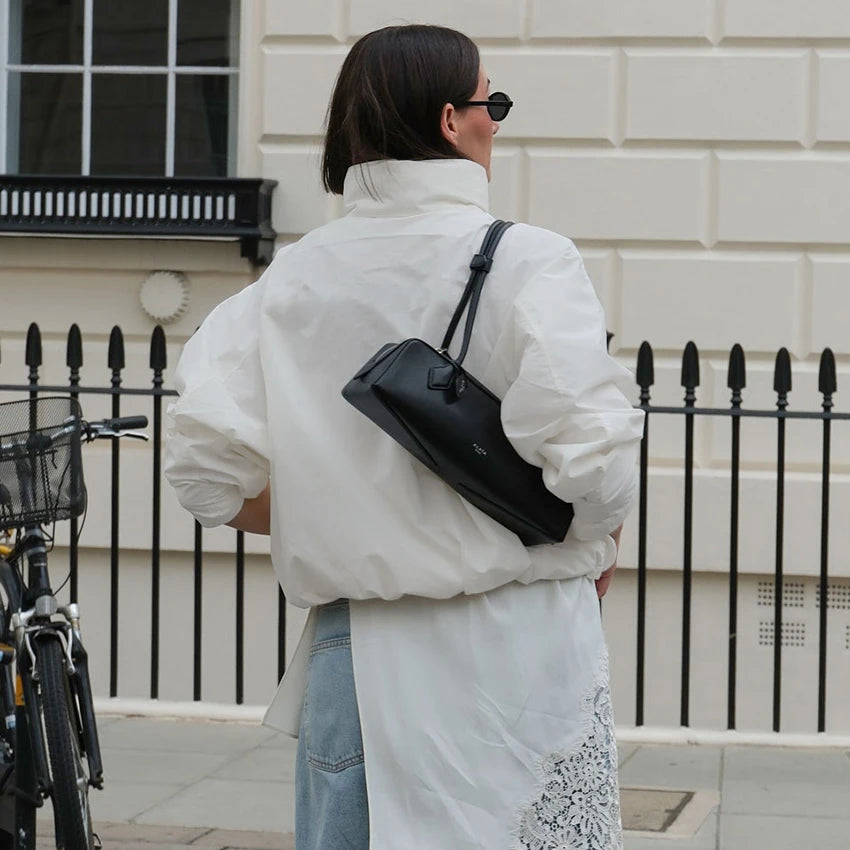 Red Funnel-Neck Zip Jacket