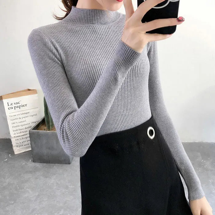 Fine Knit Mock Neck Jumper