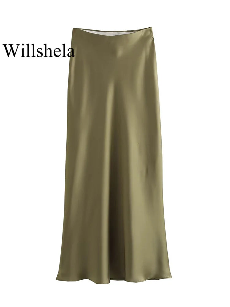 Satin Midi Skirt