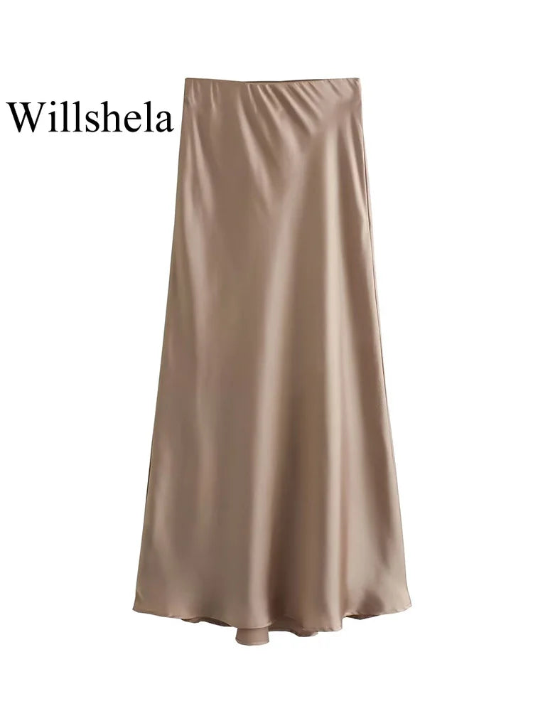 Satin Midi Skirt