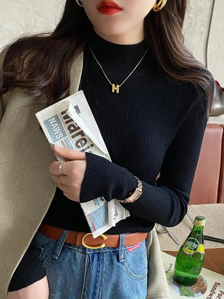 Fine Knit Mock Neck Jumper