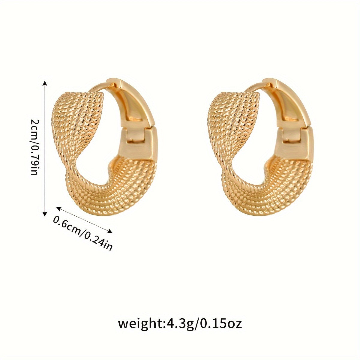 1 Par de Brincos Elegantes Ondulados | Cobre Banhado a Ouro 14K, Agulhas de Aço Inoxidável, Adequados para Uso Diário, Casamentos e Feriados como o Dia dos Namorados e o Natal